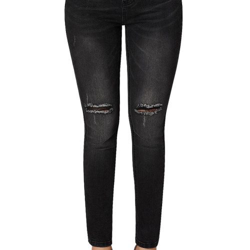 Mid Rise Ripped Stretchy Skinny Jeans