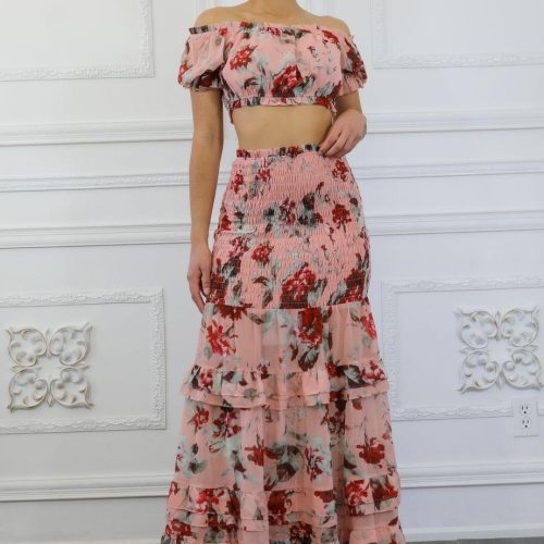 Floral Scrunch Skirt Set